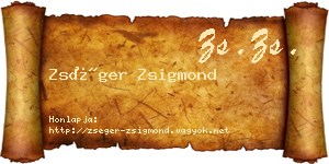 Zséger Zsigmond névjegykártya